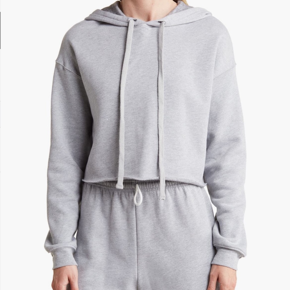 Bella + Canvas Solid Crop Hoodie in Athletic Heather Grey
